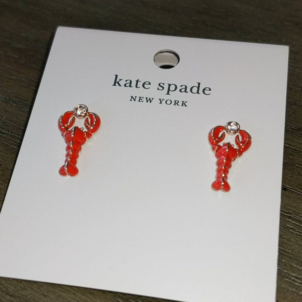 NEW Kate Spade Love Lobster Stud Earrings - Picture 4 of 6